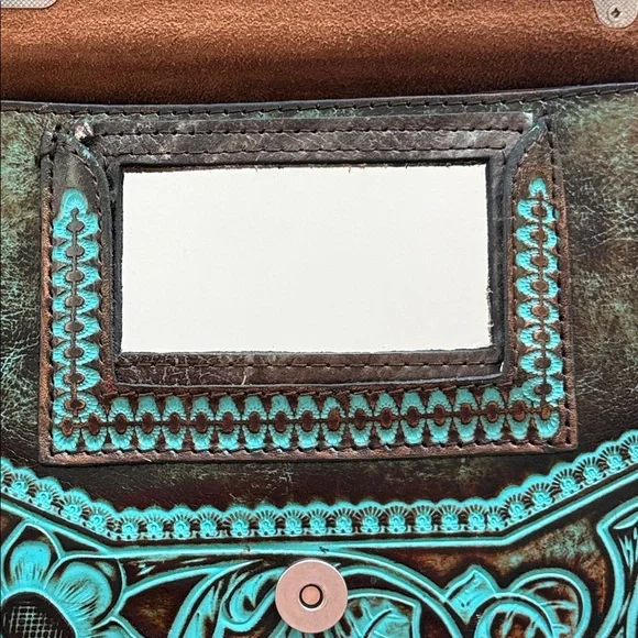 Patricia Nash Tooled Turquoise Stella Satchel Crossbody Purse - Picture 5 of 16